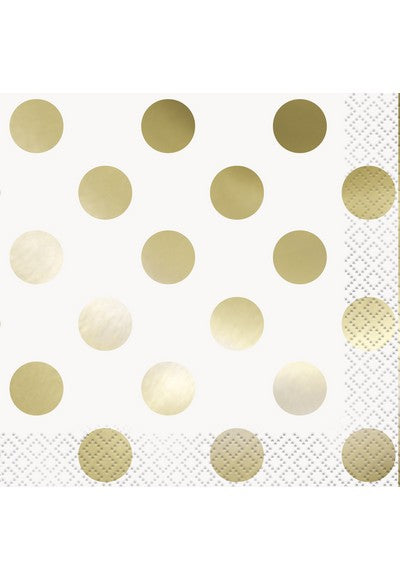 Servietten "Punkte" gold (16 Stk.)