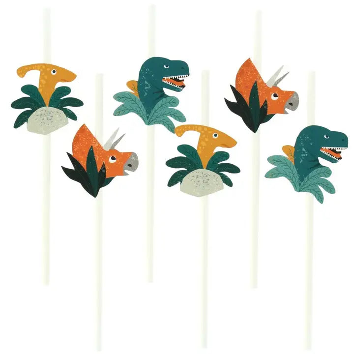 Trinkhalme "Dinosaurier" (6 Stk.)