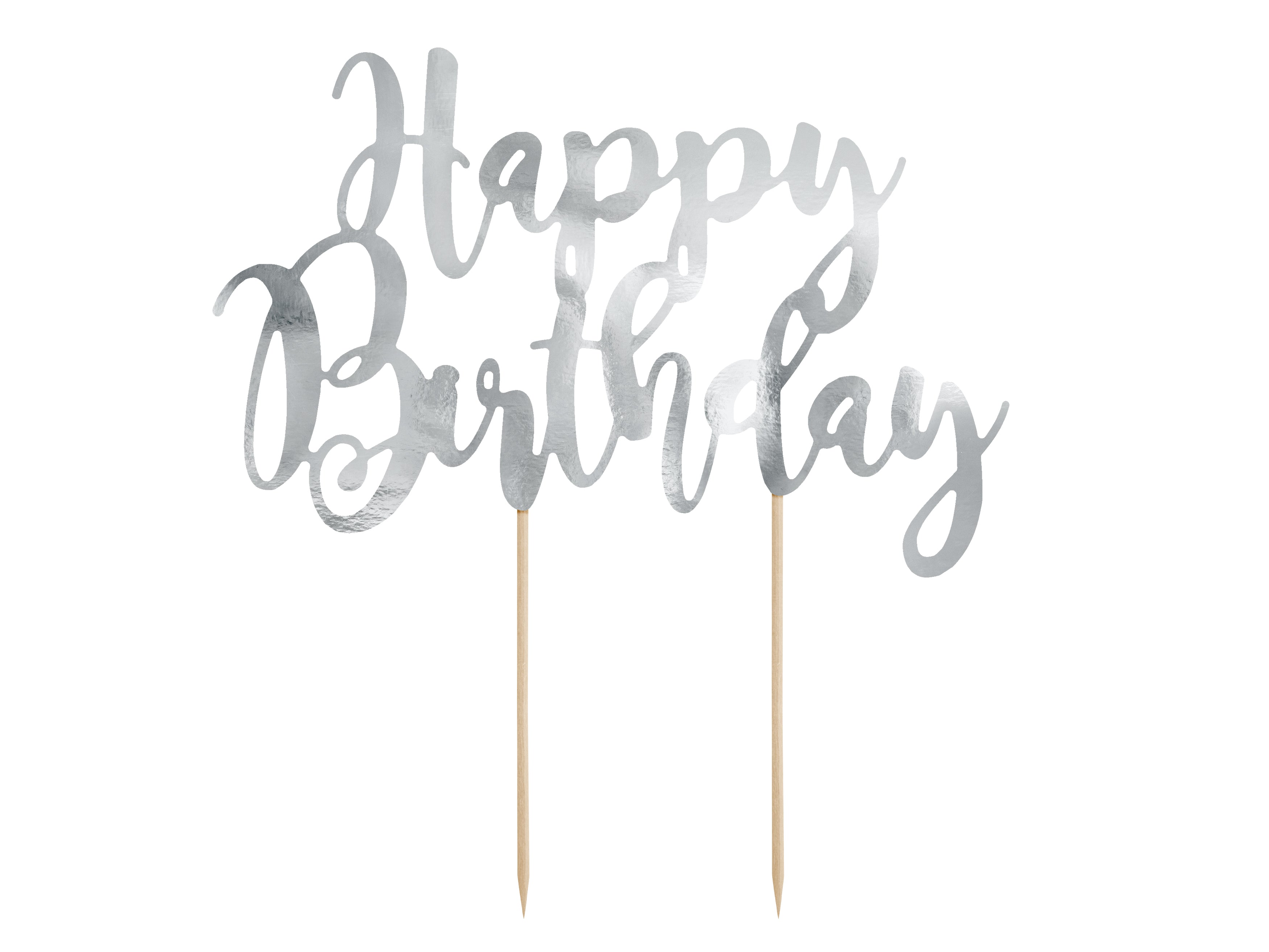Kuchentopper "Happy Birthday" silber (1 Stk.)