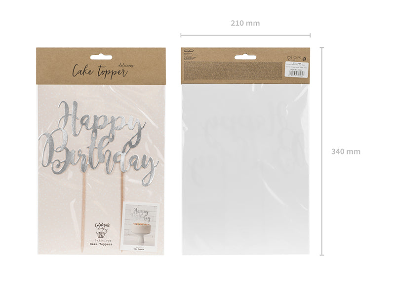 Kuchentopper "Happy Birthday" silber (1 Stk.)