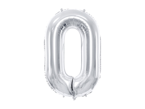 Folienballon Zahl "0" silber (1 Stk.)