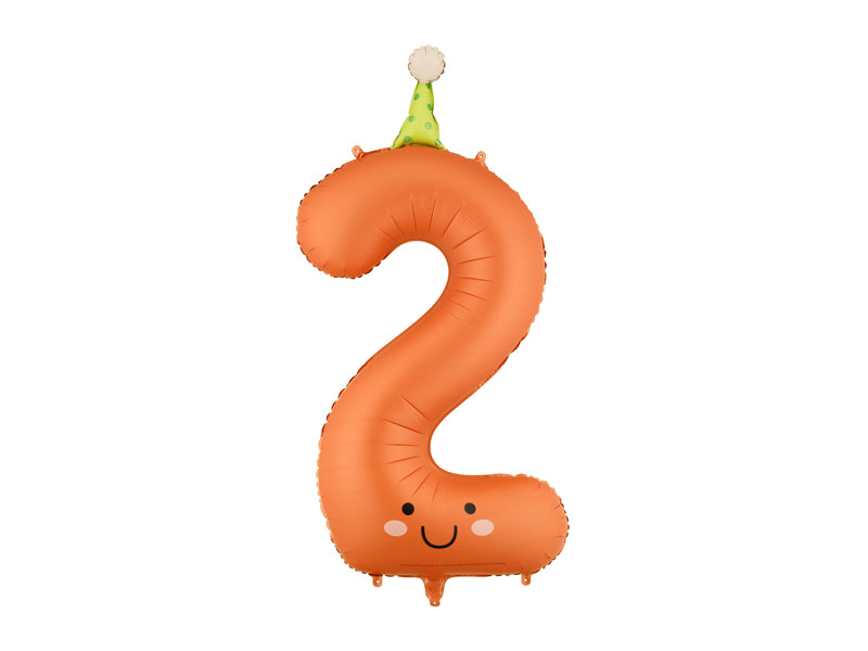 Folienballon Zahl "2" orange (1 Stk.)
