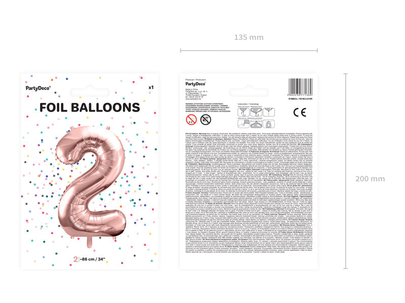 Folienballon Zahl "2" roségold (1 Stk.)