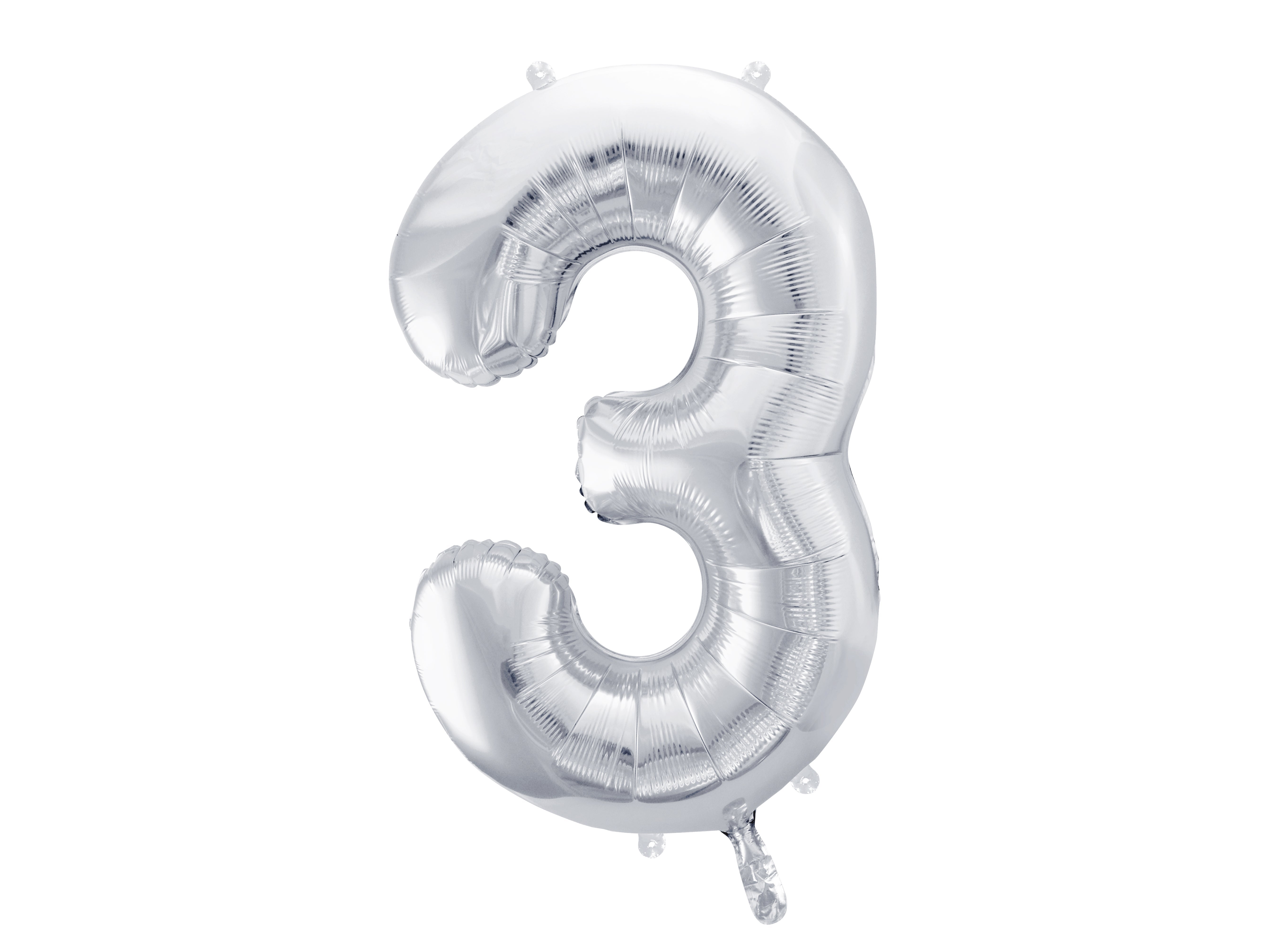 Folienballon Zahl "3" silber (1 Stk.)