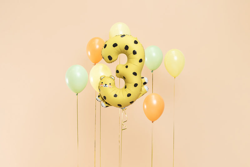 Folienballon Zahl "3" Gepard (1 Stk.)
