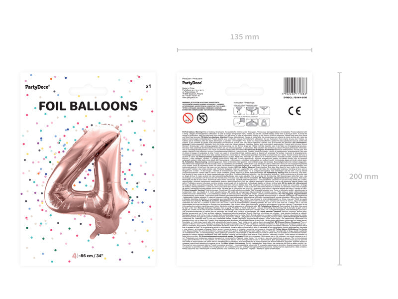 Folienballon Zahl "4" roségold (1 Stk.)