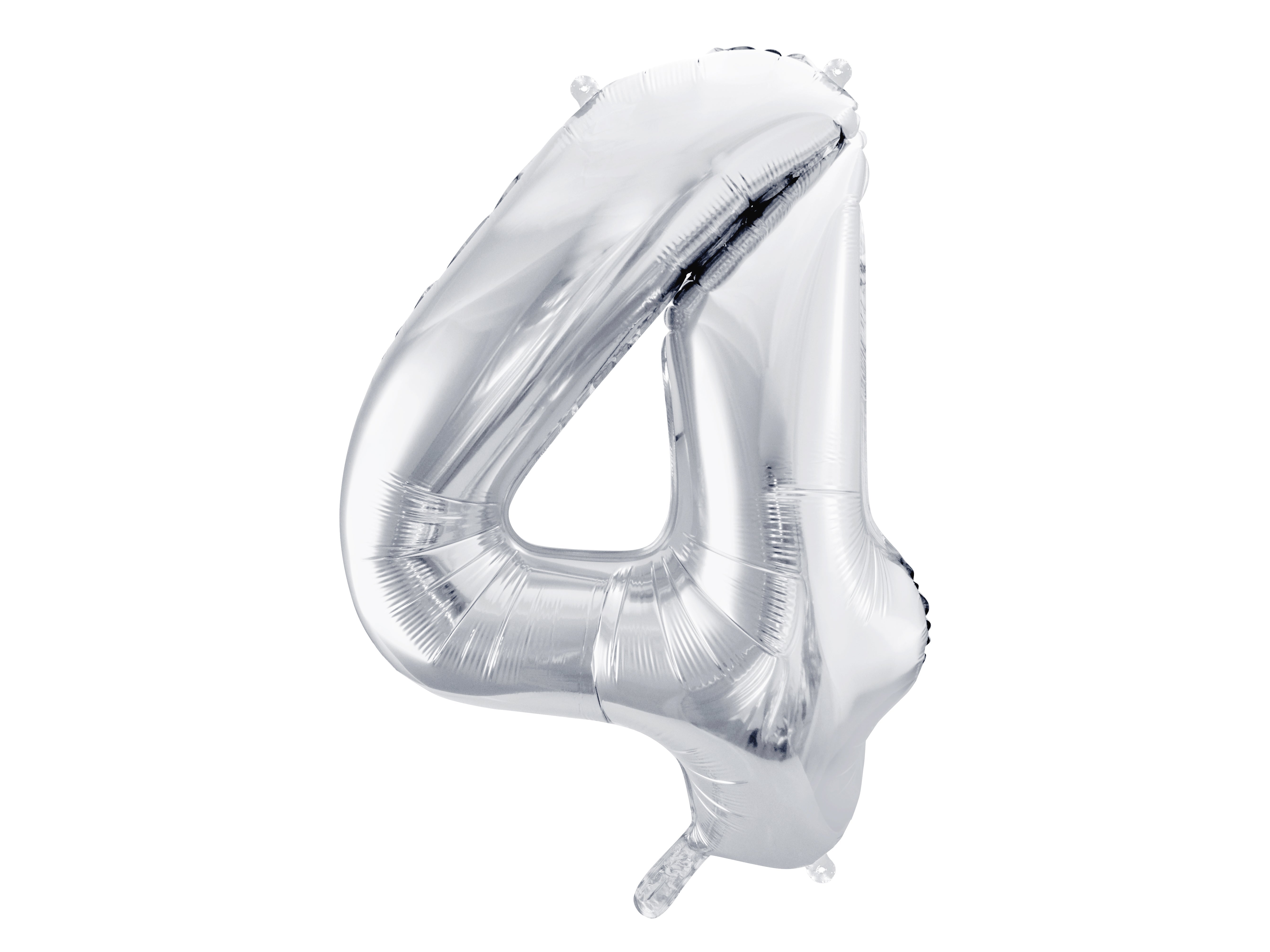 Folienballon Zahl "4" silber (1 Stk.)
