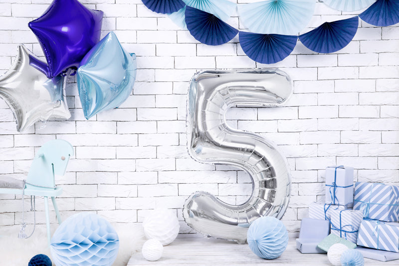 Folienballon Zahl "5" silber (1 Stk.)