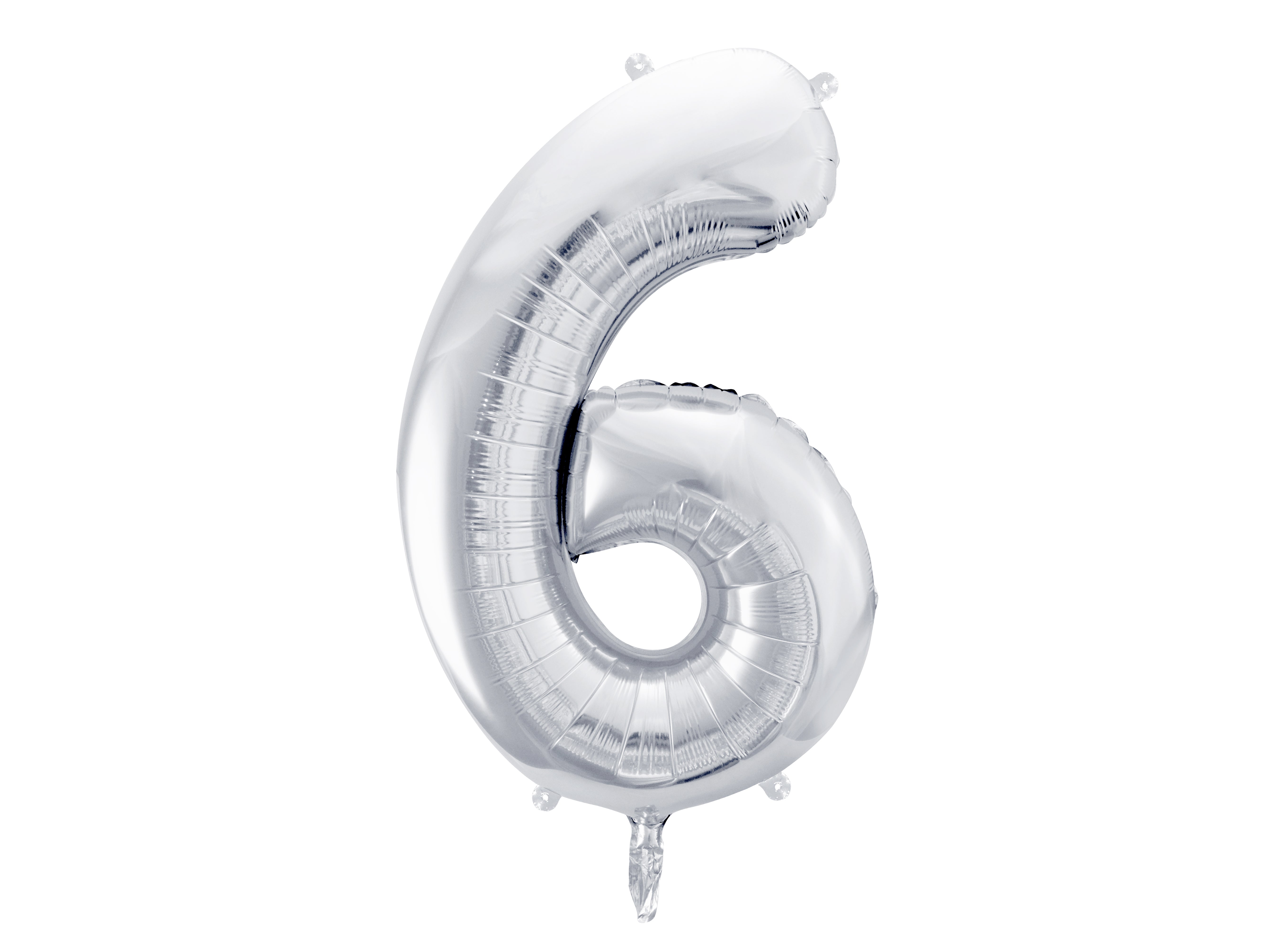 Folienballon Zahl "6" silber (1 Stk.)