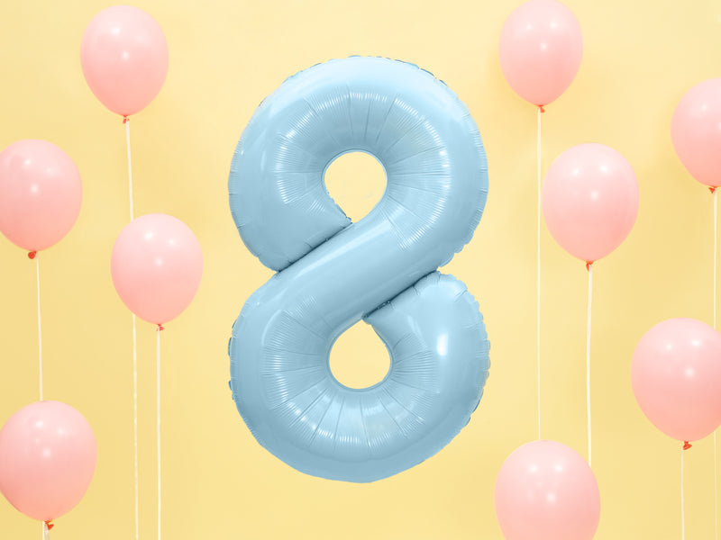 Folienballon Zahl "8" hellblau (1 Stk.)
