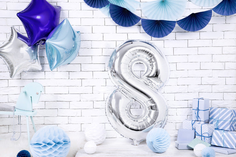 Folienballon Zahl "8" silber (1 Stk.)