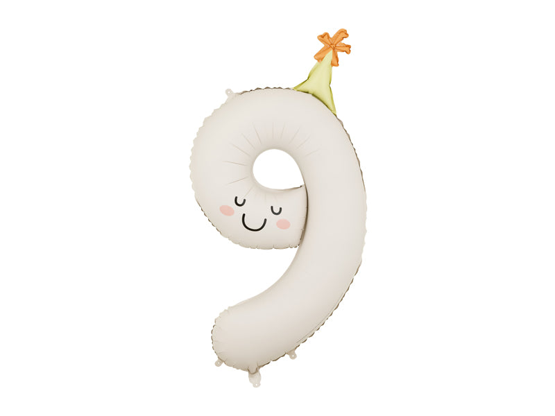 Folienballon Zahl "9" creme (1 Stk.)