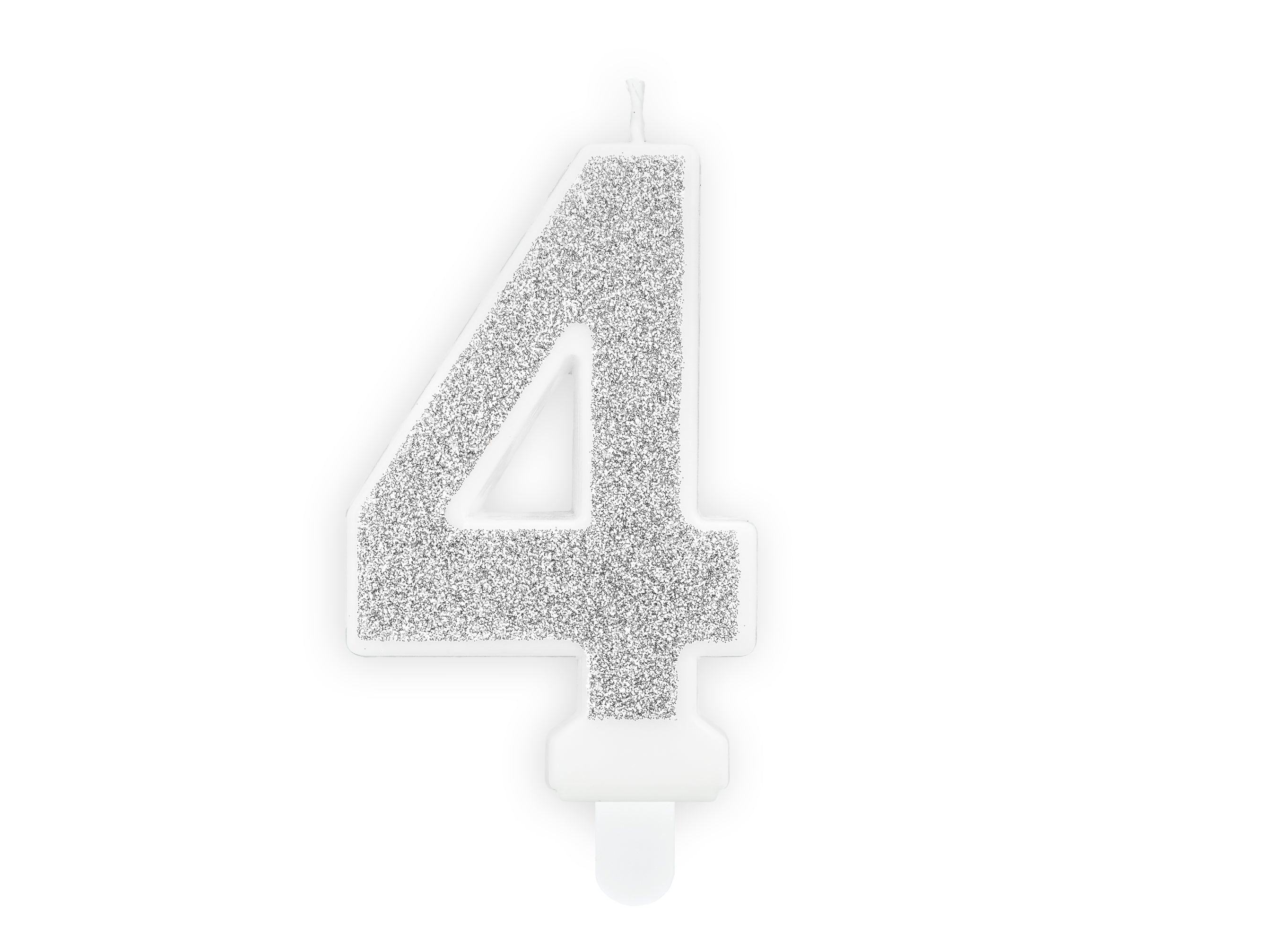 Kuchenkerze Ziffer "4" silber (1 Stk.)