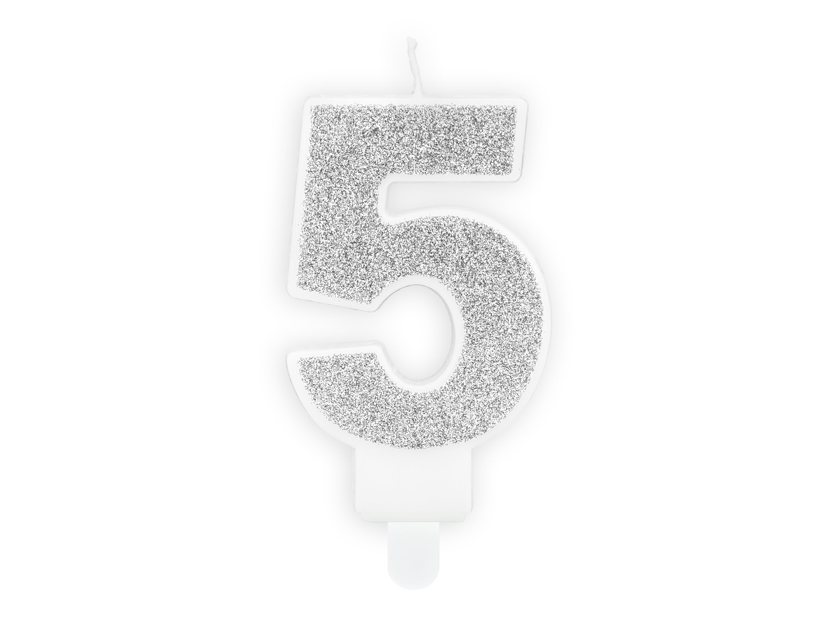 Kuchenkerze Ziffer "5" silber (1 Stk.)
