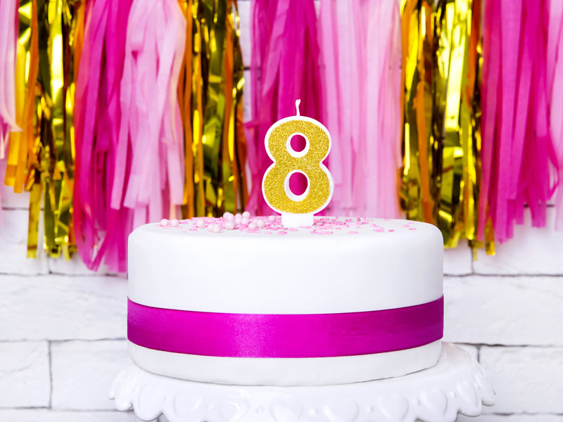Kuchenkerze Ziffer "8" gold (1 Stk.)