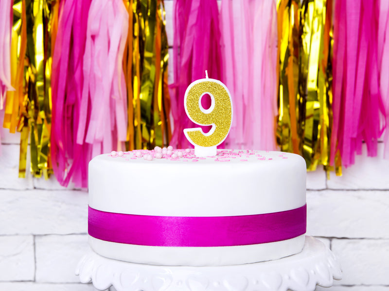 Kuchenkerze Ziffer "9" gold (1 Stk.)