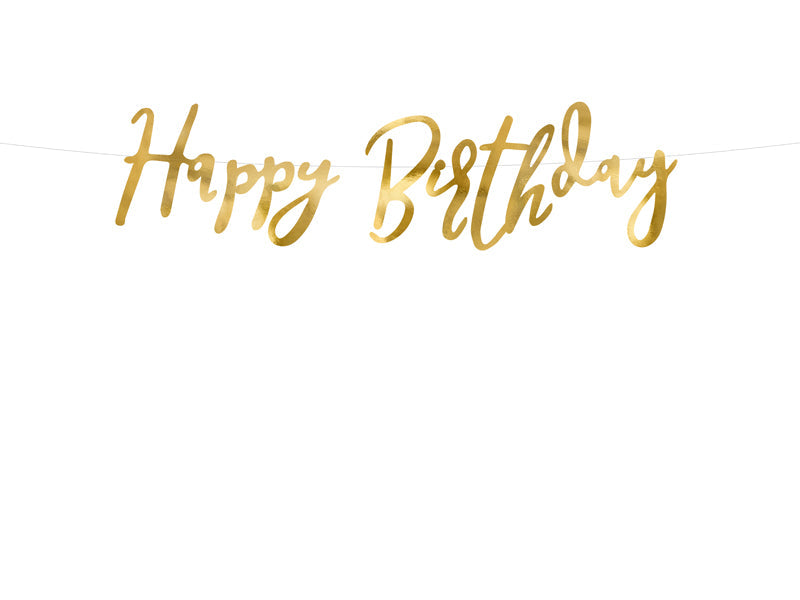 Wimpelkette "Happy Birthday" gold (1 Stk.)