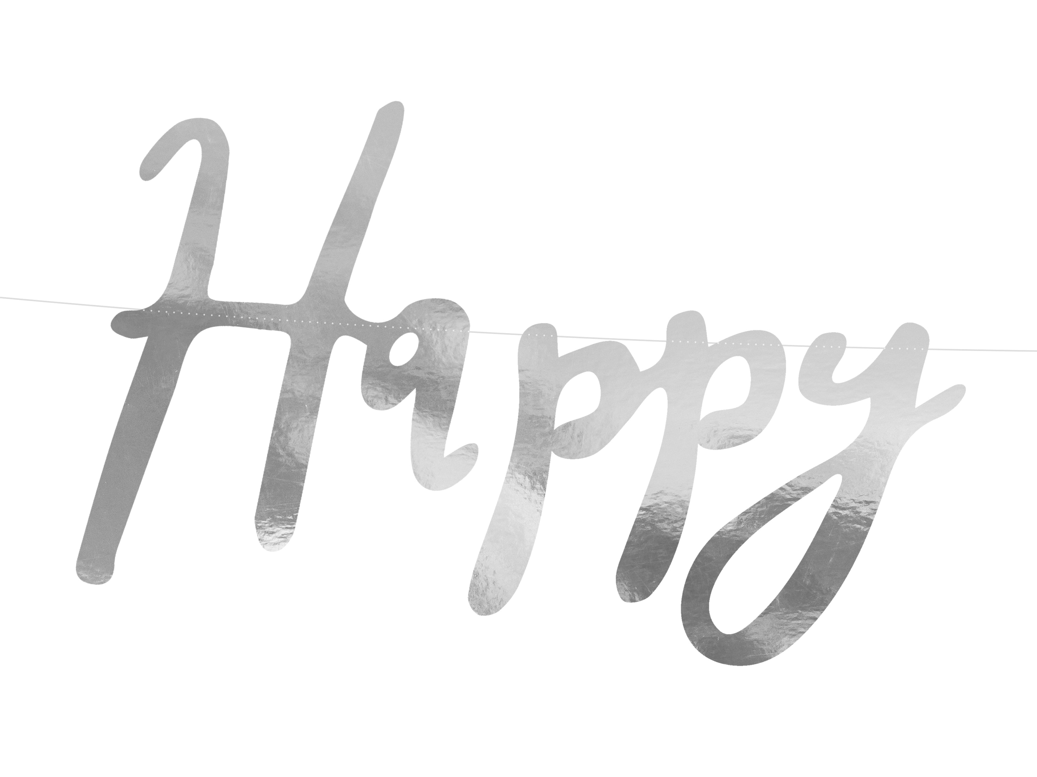 Wimpelkette "Happy Birthday" silber (1 Stk.)