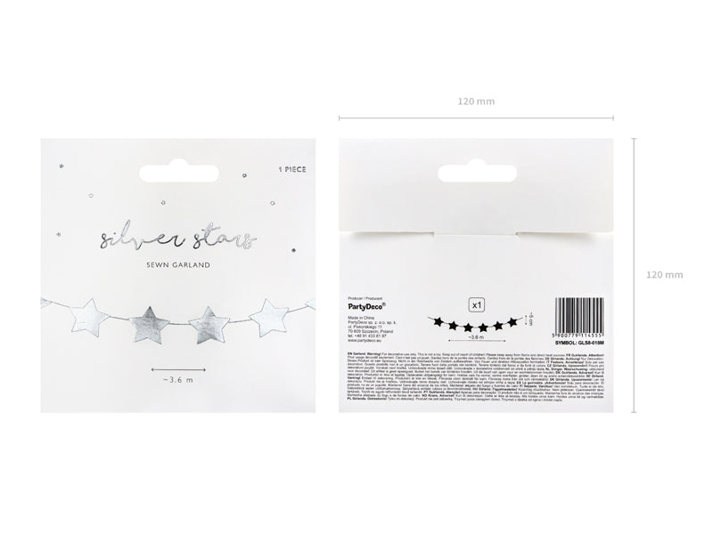 Wimpelkette "Sterne" silber (1 Stk.)