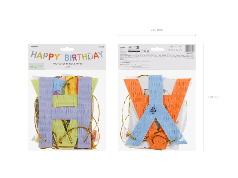 Wimpelkette "Happy Birthday" bunt (1 Stk.)
