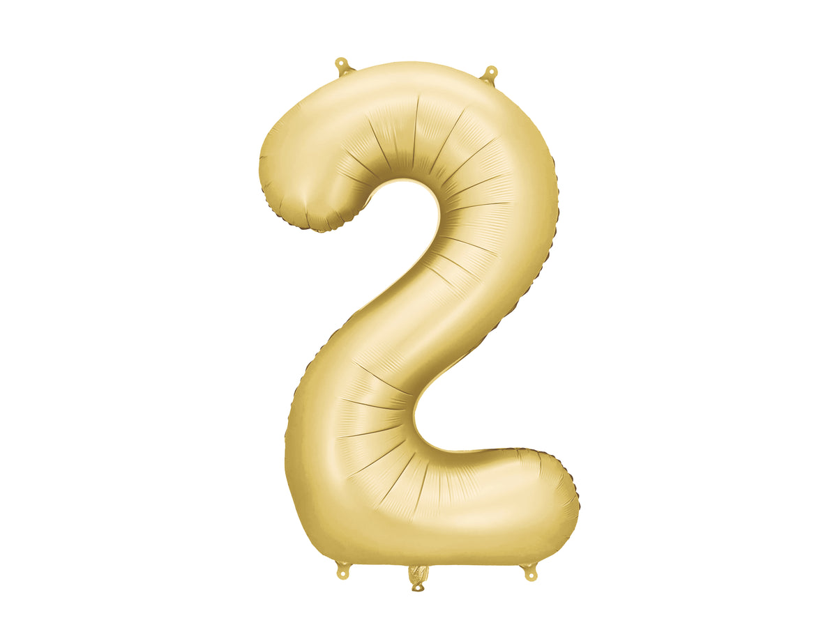 Folienballon Zahl "2" gold matt (1 Stk.)