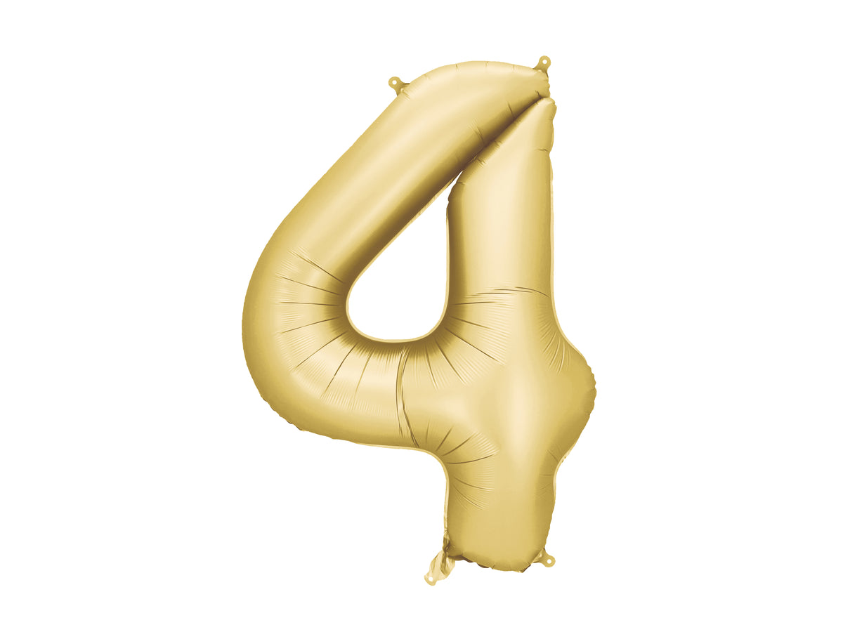 Folienballon Zahl "4" gold matt (1 Stk.)