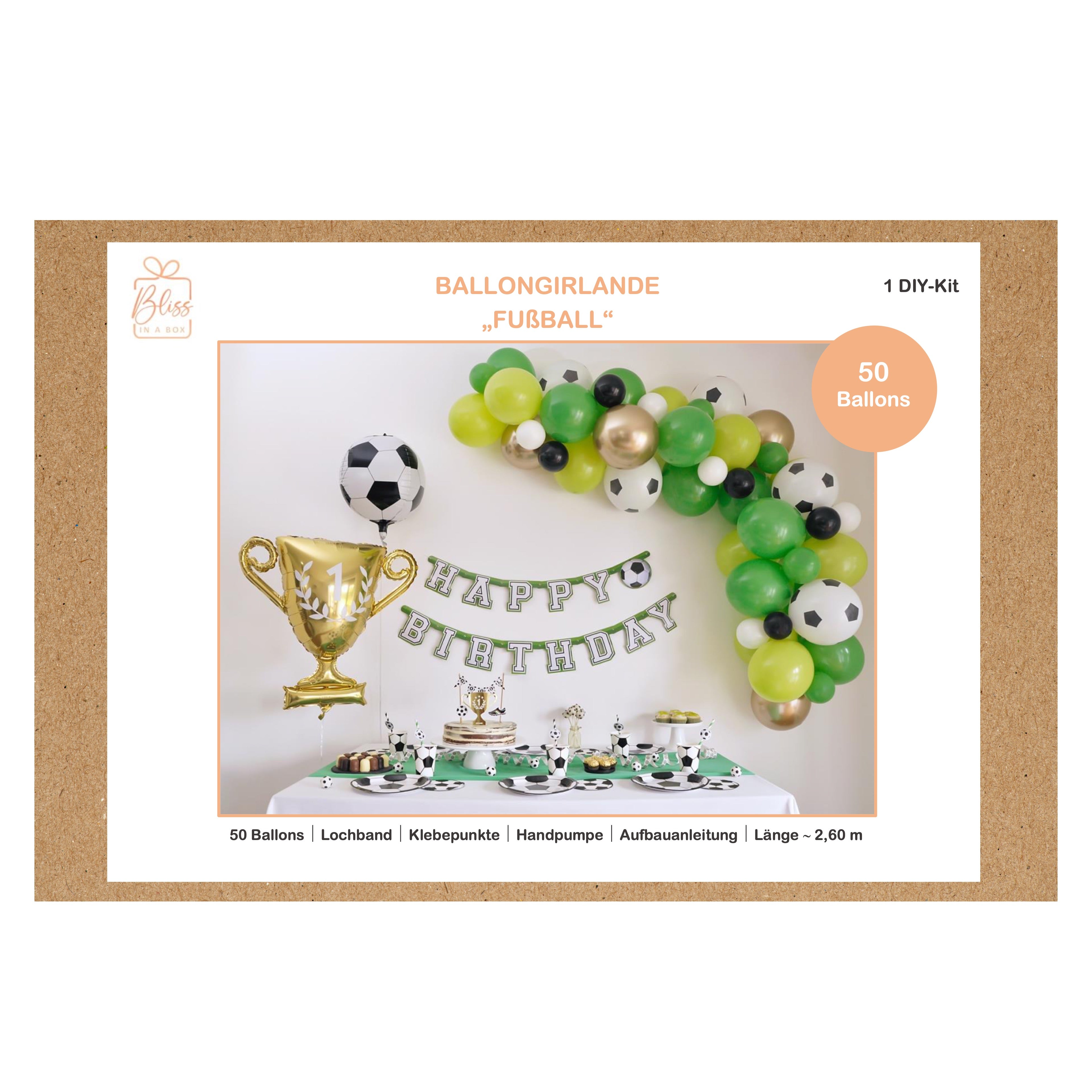 Ballongirlande "Fußball" (1 DIY-Set)