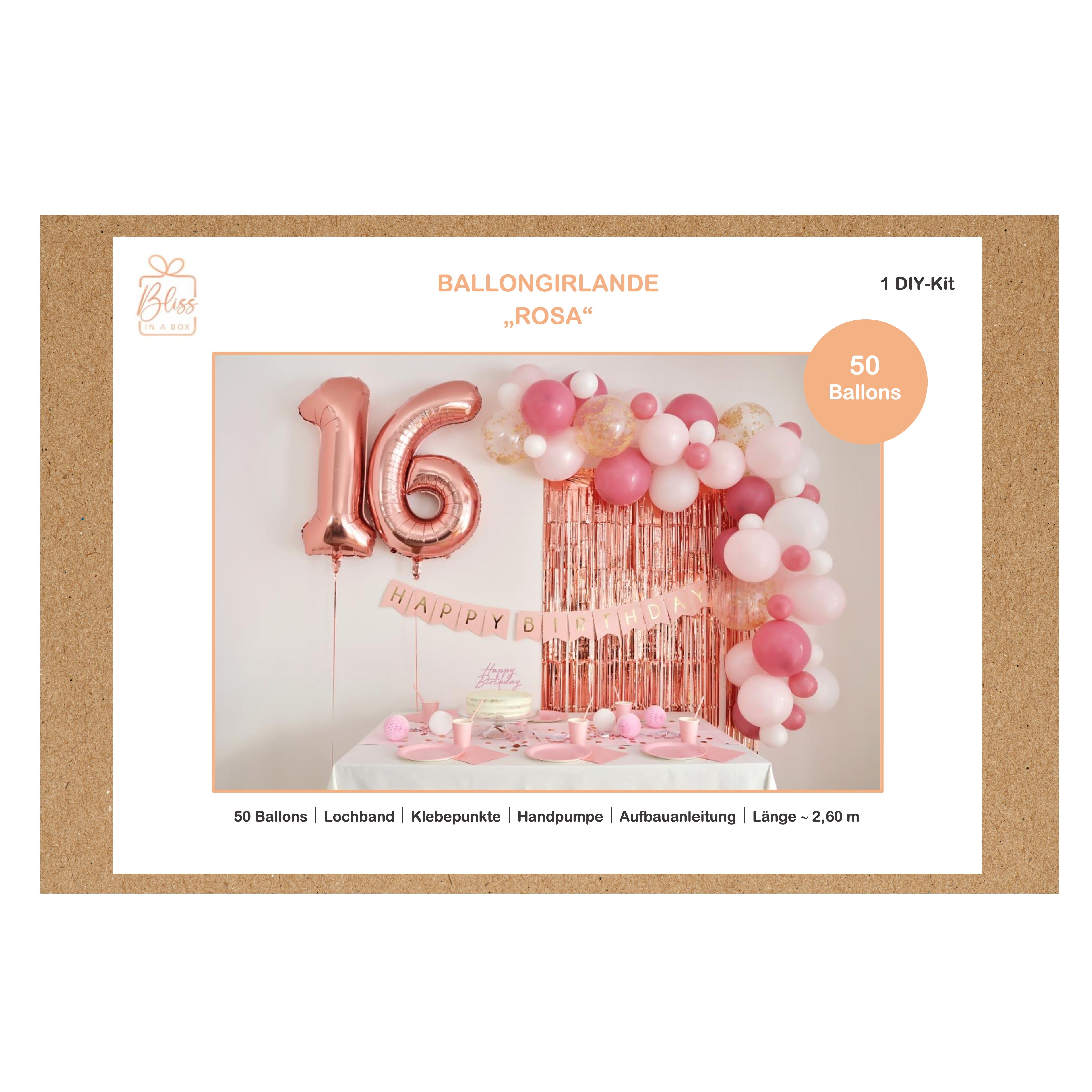 Ballongirlande "Rosa" (1 DIY-Set)
