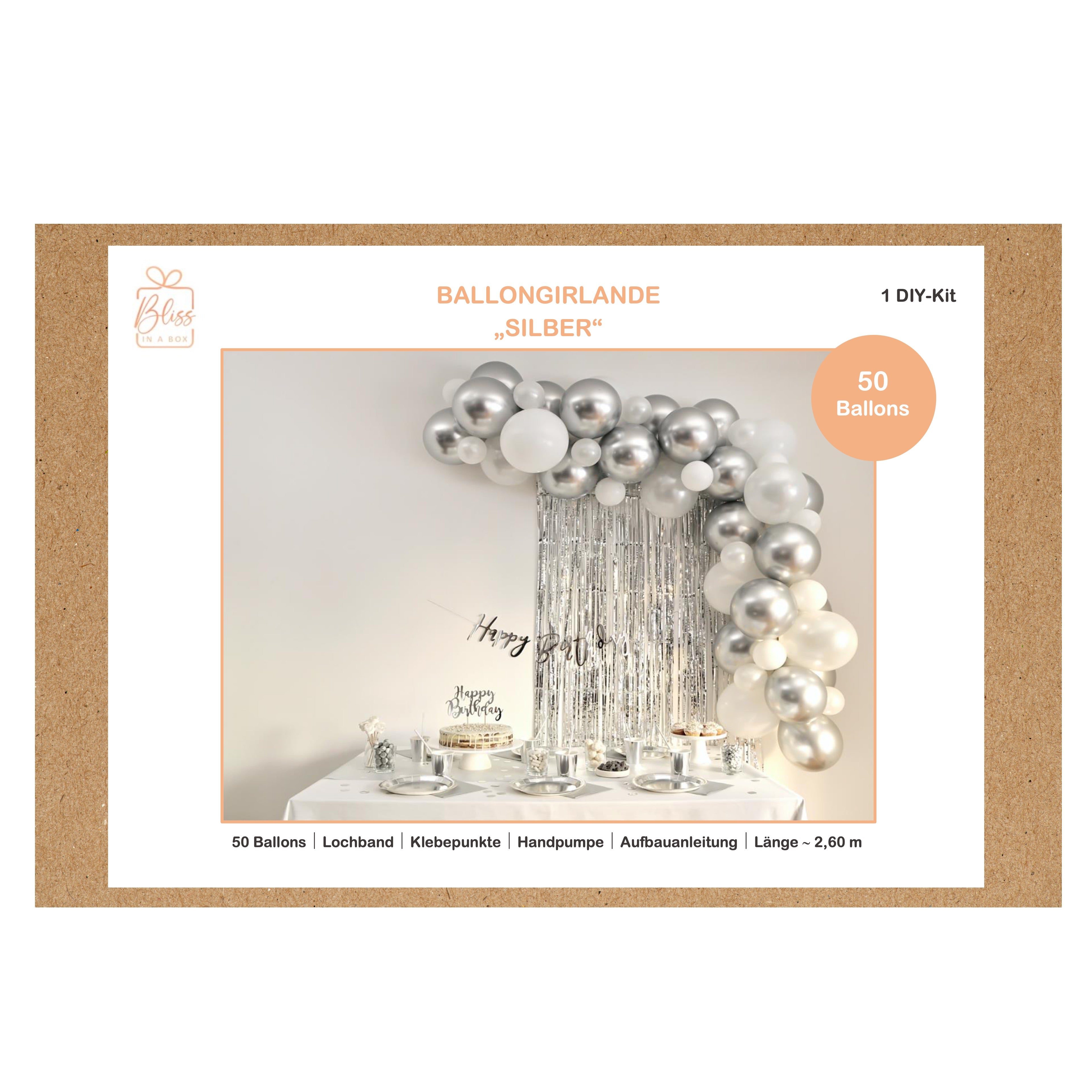 Ballongirlande "Silber" (1 DIY-Set)