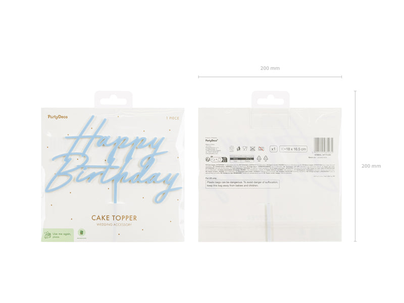 Kuchentopper "Happy Birthday" blau (1 Stk.)