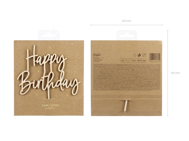 Kuchentopper "Happy Birthday" Holz (1 Stk.)