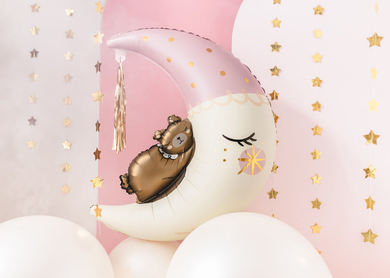 Folienballon "Mond & Bär" rosa (1 Stk.)