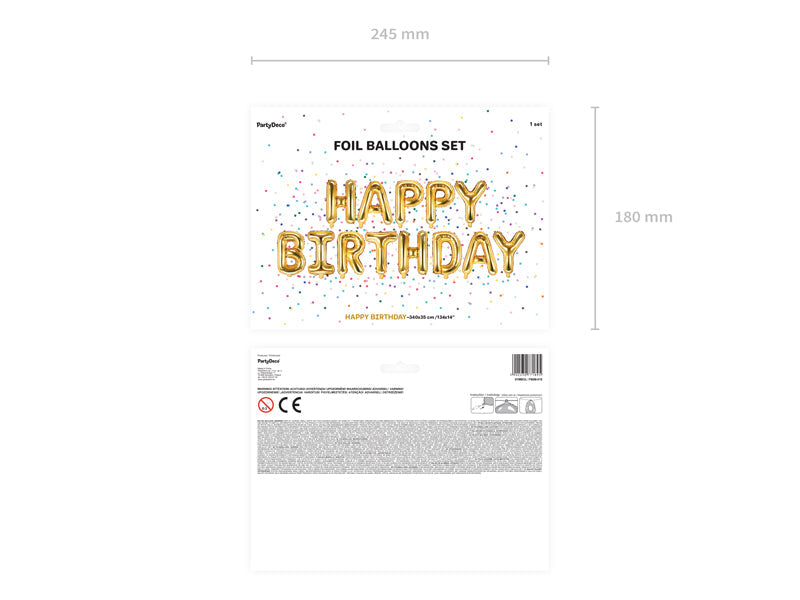 Ballon Wimpelkette "Happy Birthday" gold (1 Stk.)