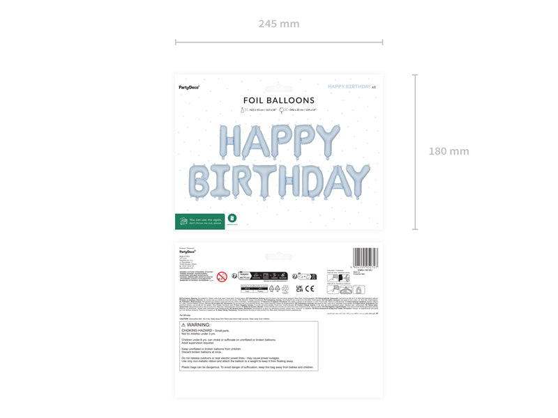 Ballon Wimpelkette "Happy Birthday" blau (1 Stk.)