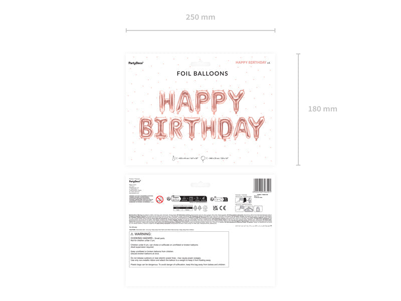 Ballon Wimpelkette "Happy Birthday" roségold (1 Stk.)