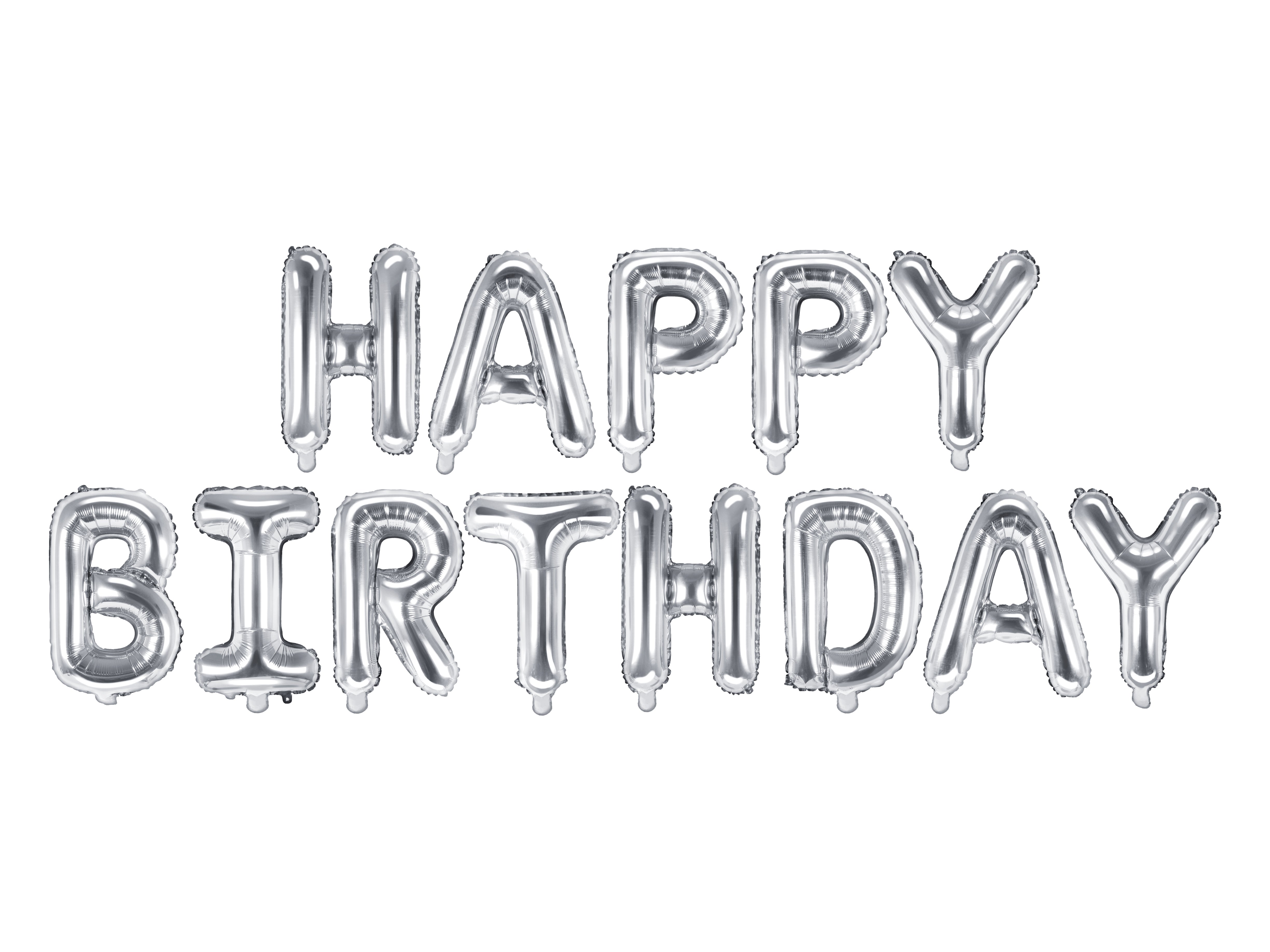 Ballon Wimpelkette "Happy Birthday" silber (1 Stk.)