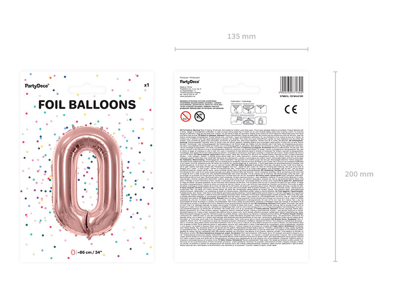 Folienballon Zahl "0" roségold (1 Stk.)