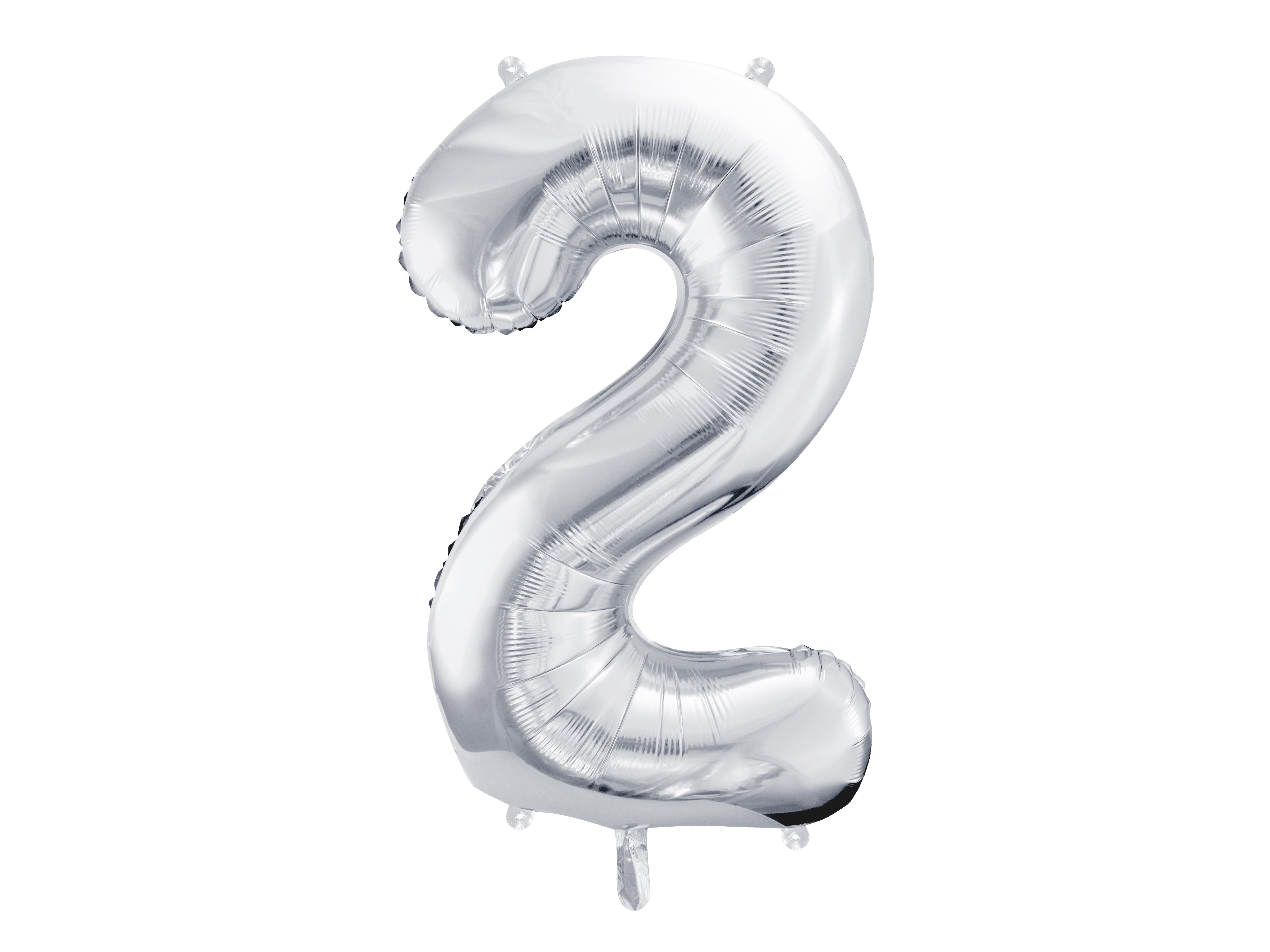 Folienballon Zahl "2" silber (1 Stk.)