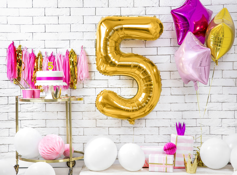 Folienballon Zahl "5" gold (1 Stk.)