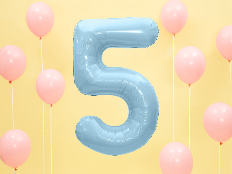 Folienballon Zahl "5" hellblau (1 Stk.)
