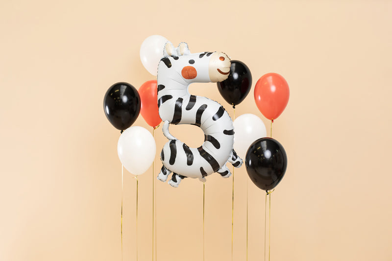 Folienballon Zahl "5" Zebra (1 Stk.)