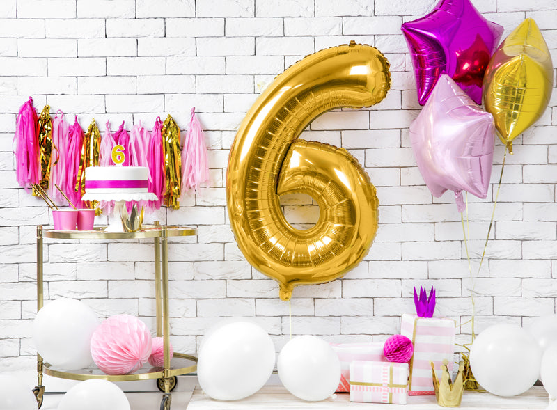 Folienballon Zahl "6" gold (1 Stk.)