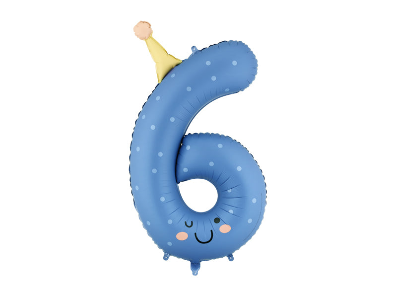 Folienballon Zahl "6" blau (1 Stk.)