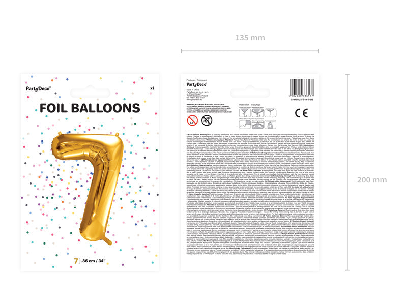 Folienballon Zahl "7" gold (1 Stk.)