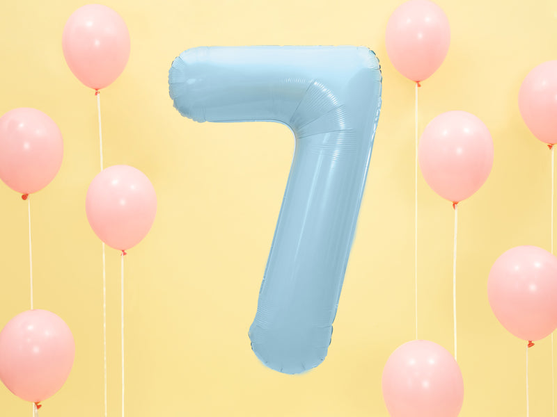 Folienballon Zahl "7" hellblau (1 Stk.)