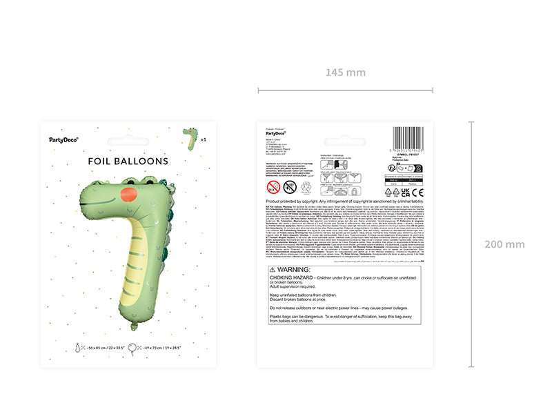 Folienballon Zahl "7" Krokodil (1 Stk.)