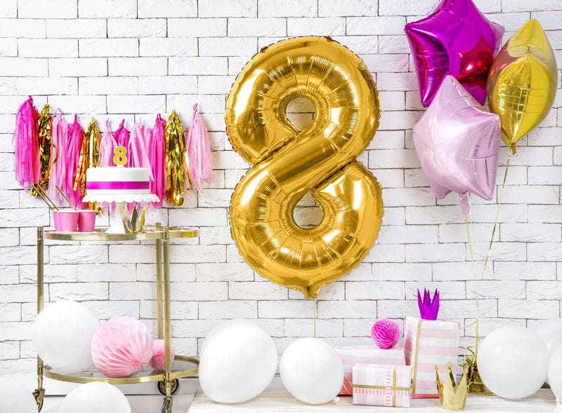 Folienballon Zahl "8" gold (1 Stk.)