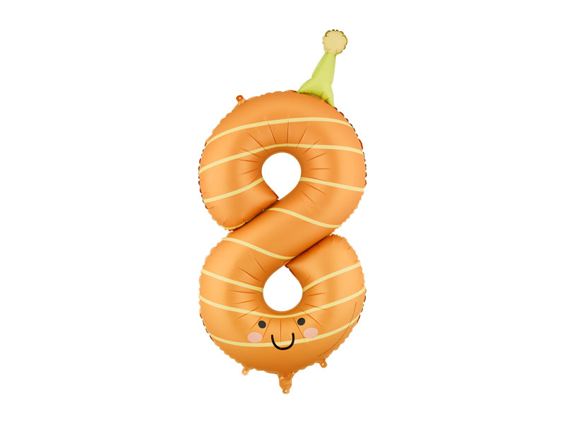 Folienballon Zahl "8" orange (1 Stk.)