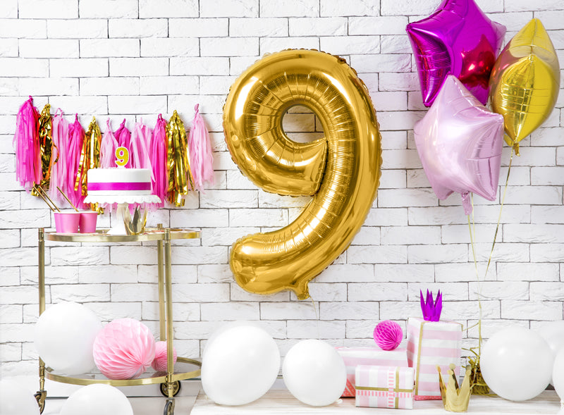 Folienballon Zahl "9" gold (1 Stk.)