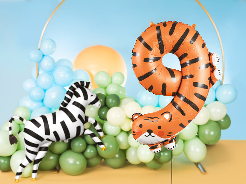 Folienballon Zahl "9" Tiger (1 Stk.)